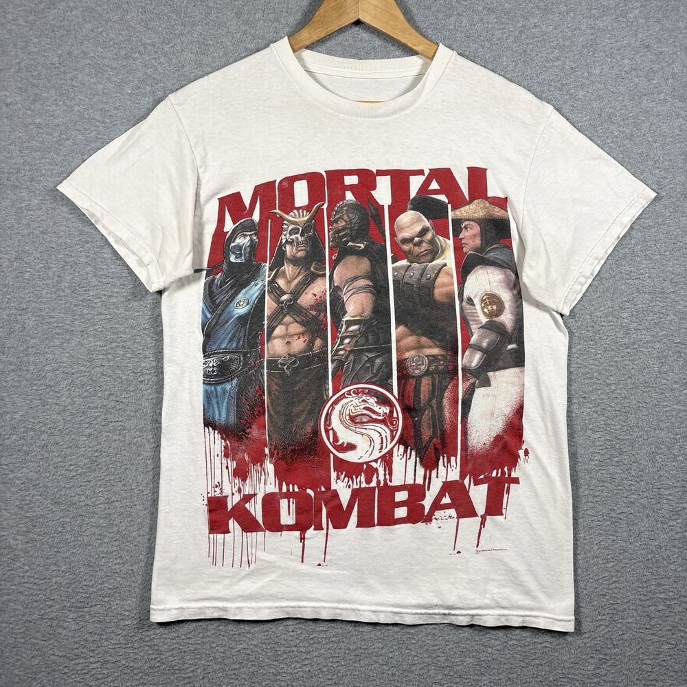 2011 Mortal Kombat Shirt Mens M White MK9 Sub-Zero Goro Graphic Tee Y2K